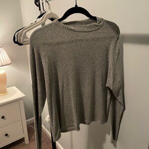 Gray Ribbed Knit Sweater